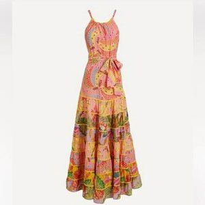 Farm Rio l NWT Pink Mixed Media Print Tier Maxi Dress